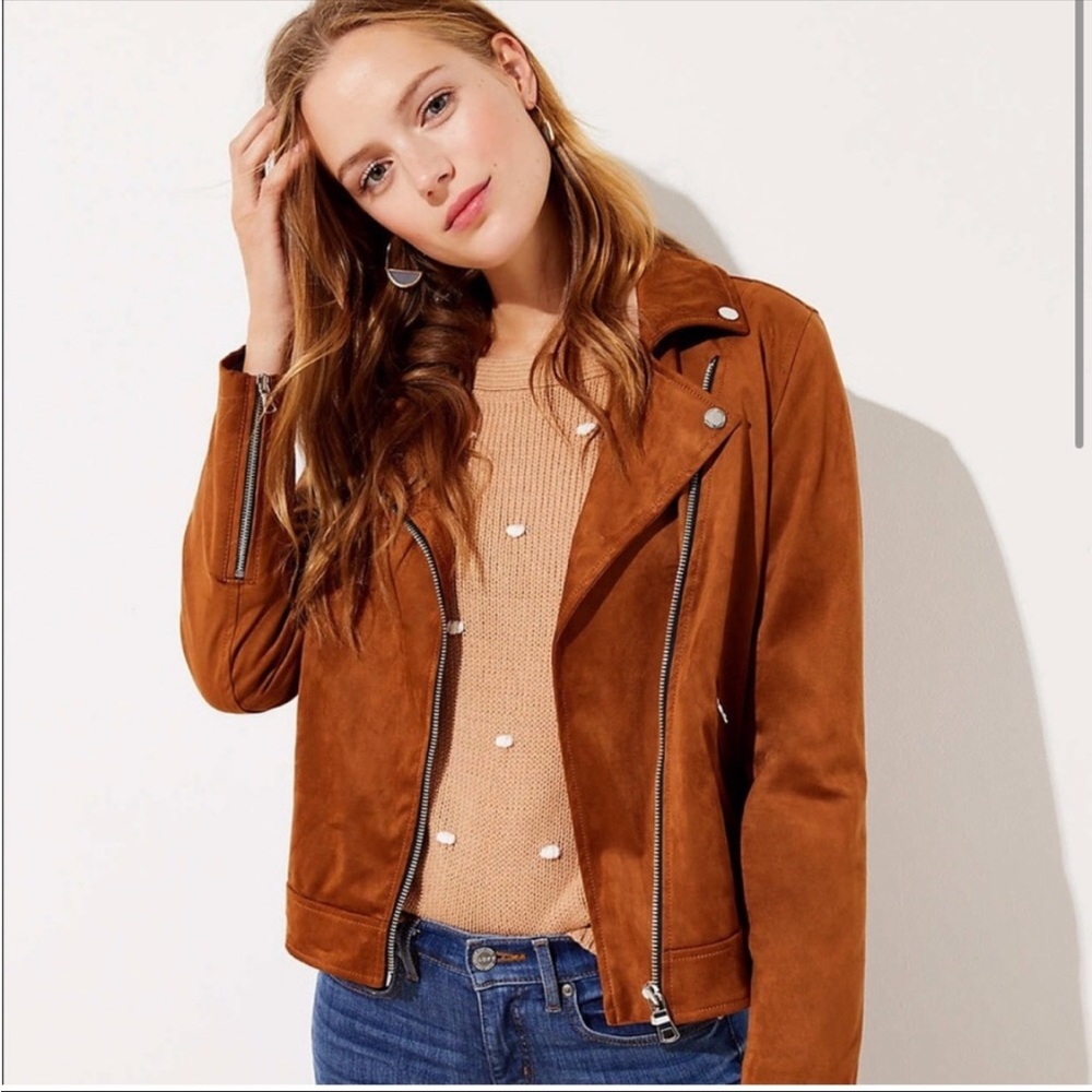 Brown Faux Suede Moto Jacket